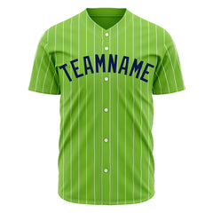 Custom Pinstripe Neon Green Full Button Down Mesh Fans Special Edition Authentic Baseball Jersey