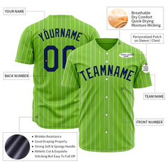 Custom Pinstripe Neon Green Full Button Down Mesh Fans Special Edition Authentic Baseball Jersey