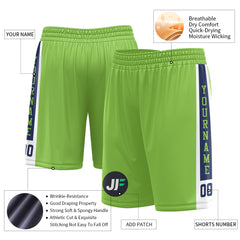 Custom Neon Green Mesh Sports Basketball Shorts with Side Pockets