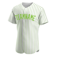 Custom Neon Green Pinstripe Full Button Down Mesh Fans Special Edition Authentic Baseball Jersey