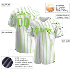 Custom Neon Green Pinstripe Full Button Down Mesh Fans Special Edition Authentic Baseball Jersey