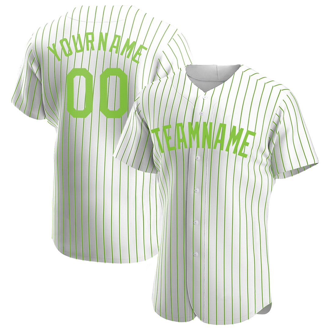 Custom Neon Green Pinstripe Full Button Down Mesh Fans Special Edition Authentic Baseball Jersey