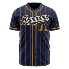 Custom Navy Full Pinstripe Button Down Mesh Fans Special Edition Authentic Baseball Jersey