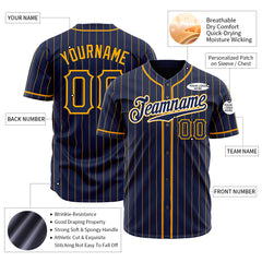 Custom Navy Full Pinstripe Button Down Mesh Fans Special Edition Authentic Baseball Jersey