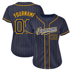 Custom Navy Full Pinstripe Button Down Mesh Fans Special Edition Authentic Baseball Jersey