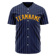 Custom Pinstripe Navy Full Button Down Mesh Fans Special Edition Authentic Baseball Jersey