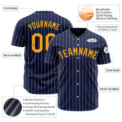 Custom Pinstripe Navy Full Button Down Mesh Fans Special Edition Authentic Baseball Jersey