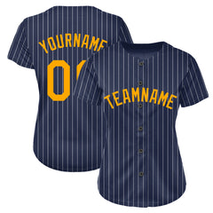 Custom Pinstripe Navy Full Button Down Mesh Fans Special Edition Authentic Baseball Jersey