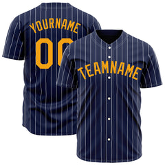 Custom Pinstripe Navy Full Button Down Mesh Fans Special Edition Authentic Baseball Jersey