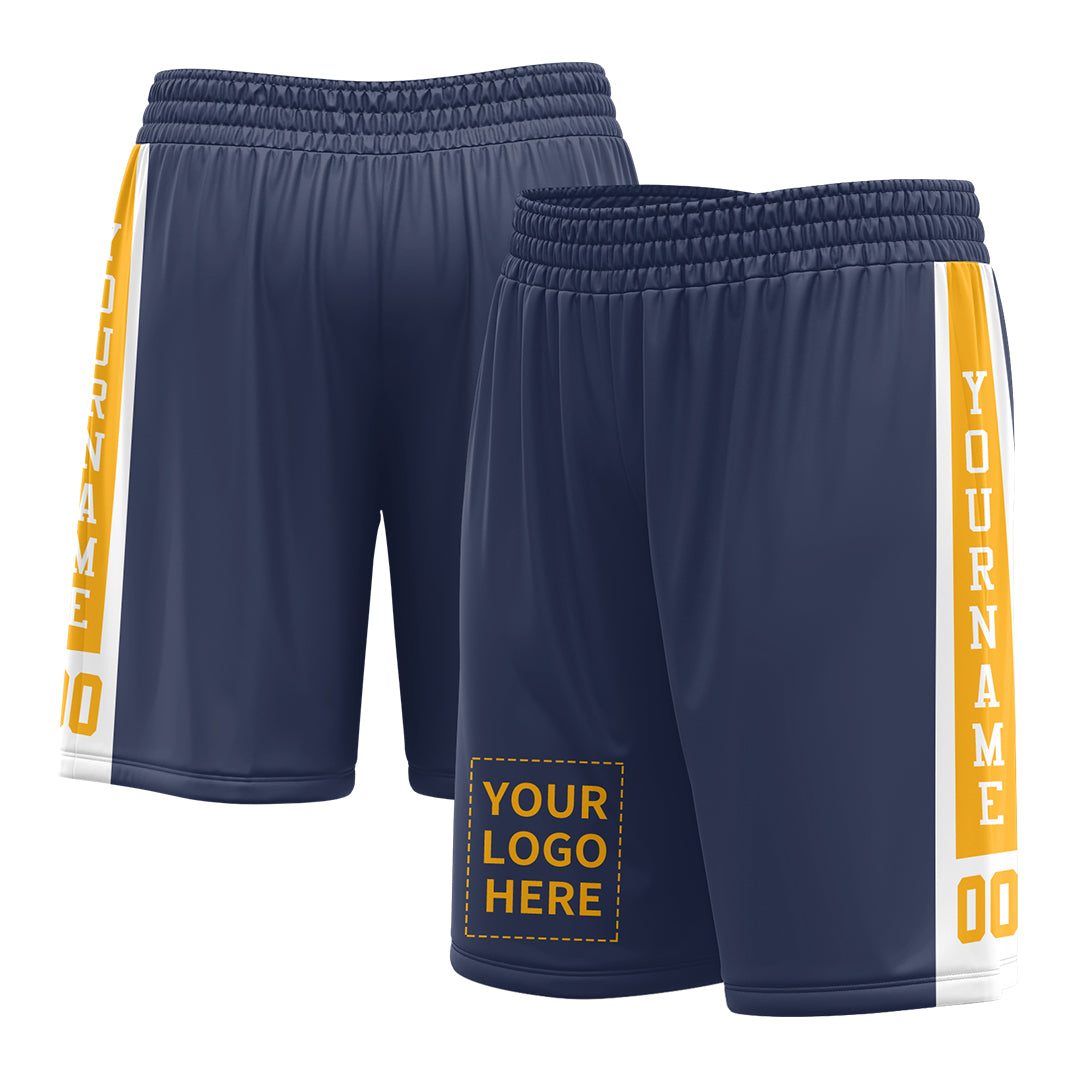 Custom Navy Mesh Sports Basketball Shorts with Side Pockets