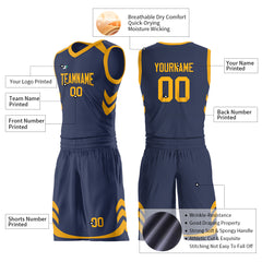 Custom Navy Basketball Uniform For Adult Youth Fans Mesh Jersey