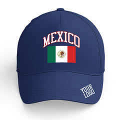 Custom Navy Baseball Cap Mexico Flag Adjustable Hat