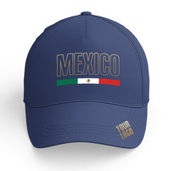 Custom Navy Baseball Cap Mexican Flag Adjustable Hat for Men and Women