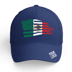 Custom Navy Baseball Cap Mexican Flag Adjustable Hat for Men and Women