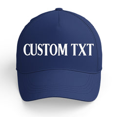 Custom Navy Print Logo Text Adjustable Snapback Cotton Twill Hat