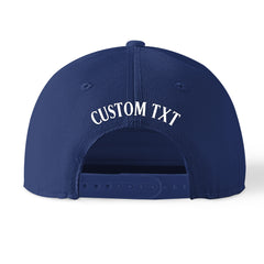 Custom Navy Print Logo Text Adjustable Snapback Cotton Twill Hat