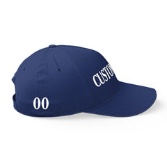 Custom Navy Print Logo Text Adjustable Snapback Cotton Twill Hat