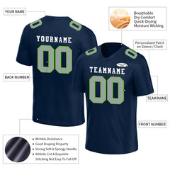 Custom Navy Light Green Football Jersey Player Fans Team Uniforms For Adult Youth Unisex