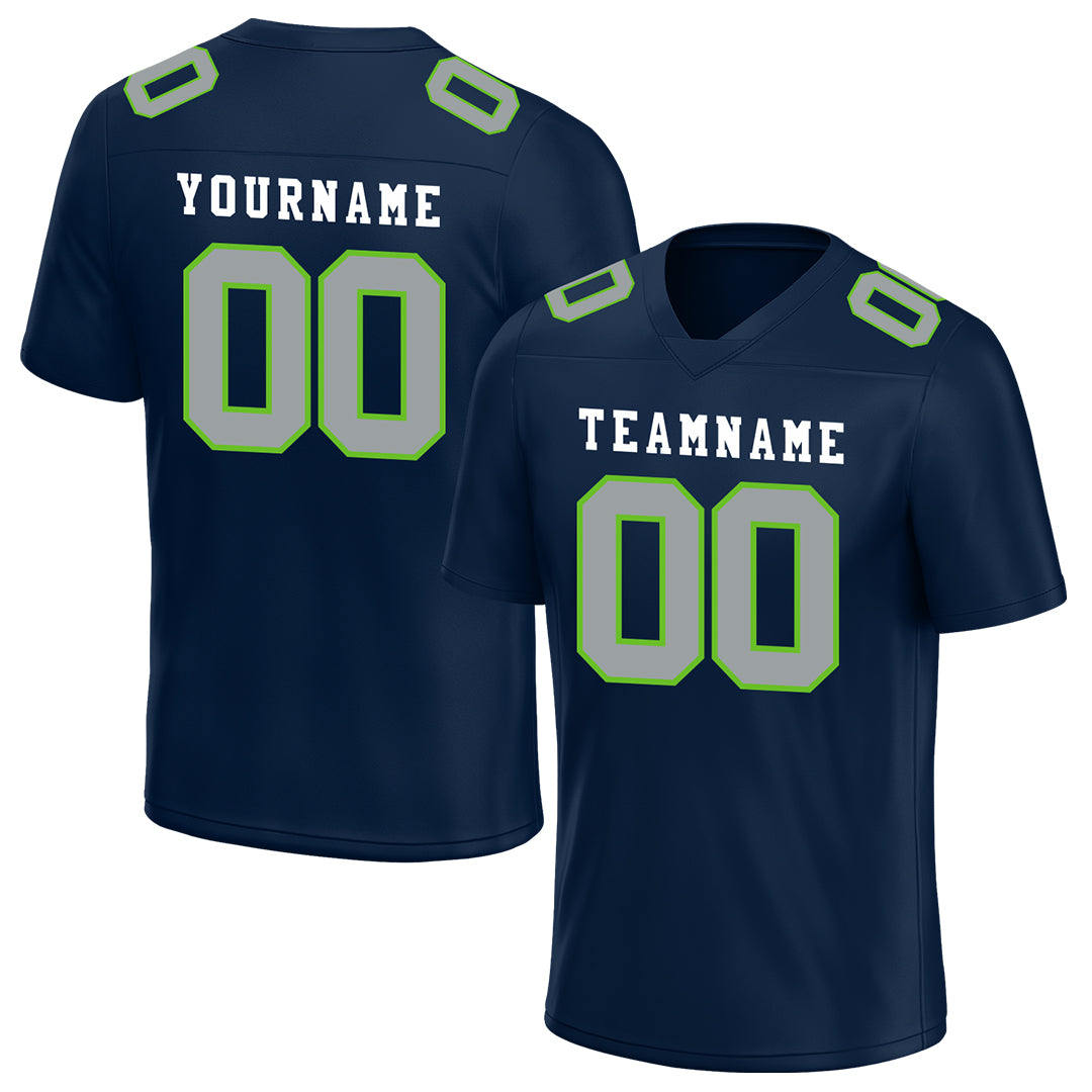 Custom Navy Light Green Football Jersey Team Uniforms For Adult Youth Unisex