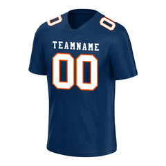 Custom Navy Orange Football Jersey Player Fans Team Uniforms For Adult Youth Unisex