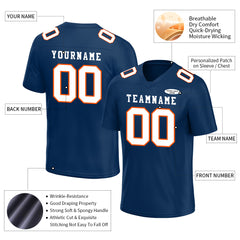 Custom Navy Orange Football Jersey Player Fans Team Uniforms For Adult Youth Unisex