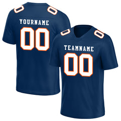 Custom Navy Orange Football Jersey Team Uniforms For Adult Youth Unisex