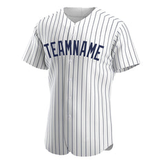 Custom Navy Full Pinstripe Button Down Mesh Fans Special Edition Authentic Baseball Jersey