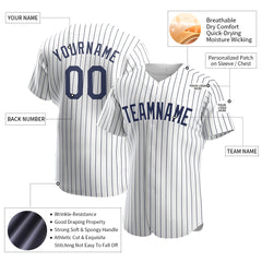 Custom Navy Full Pinstripe Button Down Mesh Fans Special Edition Authentic Baseball Jersey