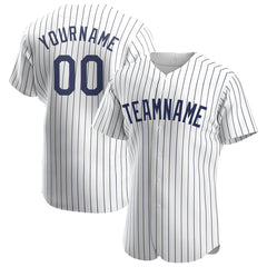 Custom Navy Full Pinstripe Button Down Mesh Fans Special Edition Authentic Baseball Jersey