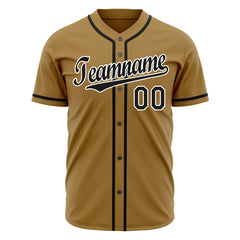 Custom Old Gold Full Button Up Mesh Fans Special Edition Authentic Baseball Jersey