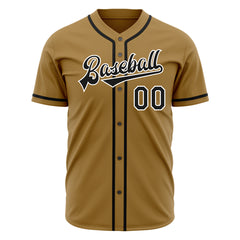 Custom Old Gold Full Button Down Mesh Fans Special Edition Authentic Baseball Jersey