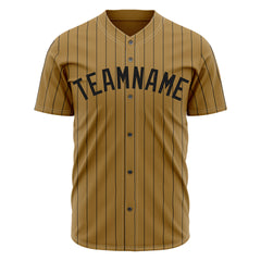 Custom Pinstripe Old Gold Full Button Down Mesh Fans Special Edition Authentic Baseball Jersey