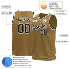 Custom Old Gold Basketball Jersey Mesh Sports Performance Team Uniform