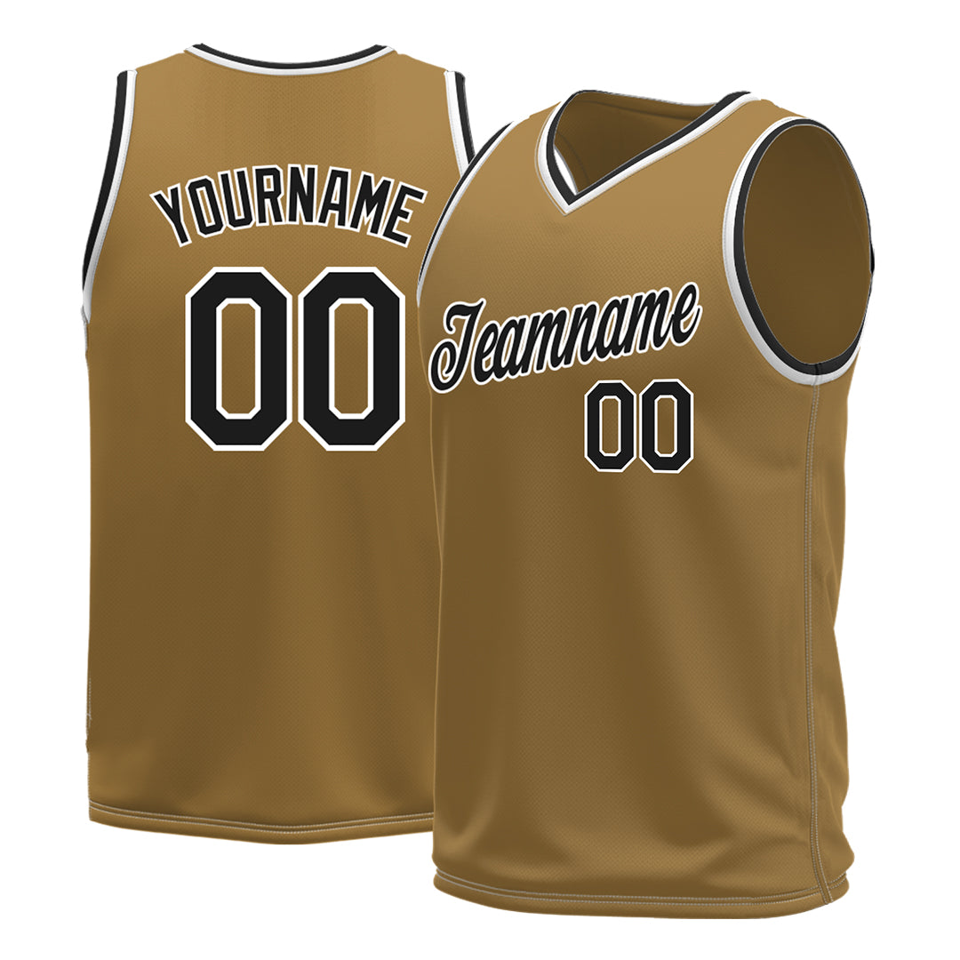 Custom Old Gold Basketball Jersey Mesh Sports Performance Team Uniform