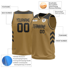 Custom Old Gold Mesh Basketball Athletic Performance Jersey