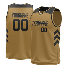 Custom Old Gold Mesh Basketball Athletic Performance Jersey