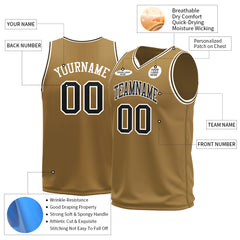 Custom Old Gold Basketball Jersey Mesh Sports Athletic Performance Shirts