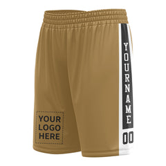 Custom Old Gold Mesh Sports Basketball Shorts with Side Pockets