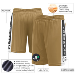 Custom Old Gold Mesh Sports Basketball Shorts with Side Pockets