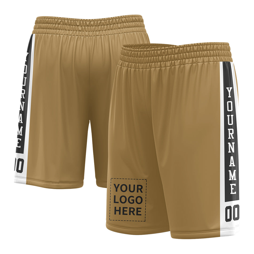 Custom Old Gold Mesh Sports Basketball Shorts with Side Pockets