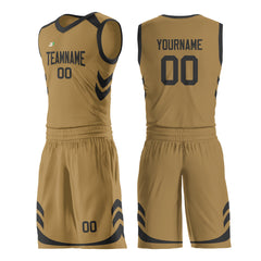 Custom Old Gold Basketball Uniform For Adult Youth Fans Mesh Jersey