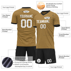 Custom Old Gold Soccer Uniform For Adult Youth Fans Jersey