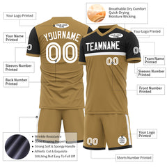 Custom Old Gold Soccer Uniform Training Outfit Sportswear