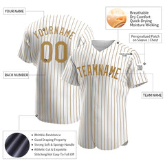 Custom Old Gold Pinstripe Full Button Down Mesh Fans Special Edition Authentic Baseball Jersey