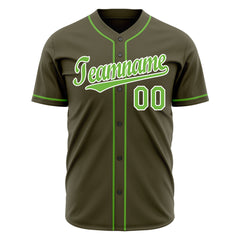 Custom Olive Full Button Up Mesh Fans Special Edition Authentic Baseball Jersey