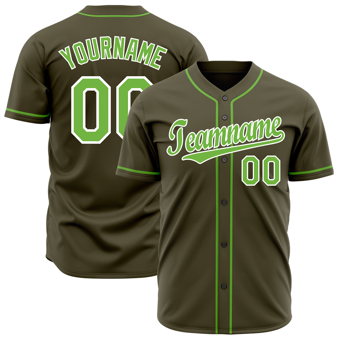 Custom Olive Full Button Up Mesh Fans Special Edition Authentic Baseball Jersey