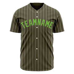 Custom Pinstripe Olive Full Button Down Mesh Fans Special Edition Authentic Baseball Jersey