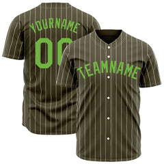 Custom Olive Pinstripe Mesh Fans Special Edition Authentic Baseball Jersey