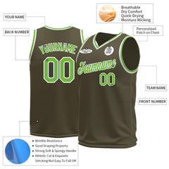 Custom Olive Basketball Jersey Mesh Sports Performance Team Uniform