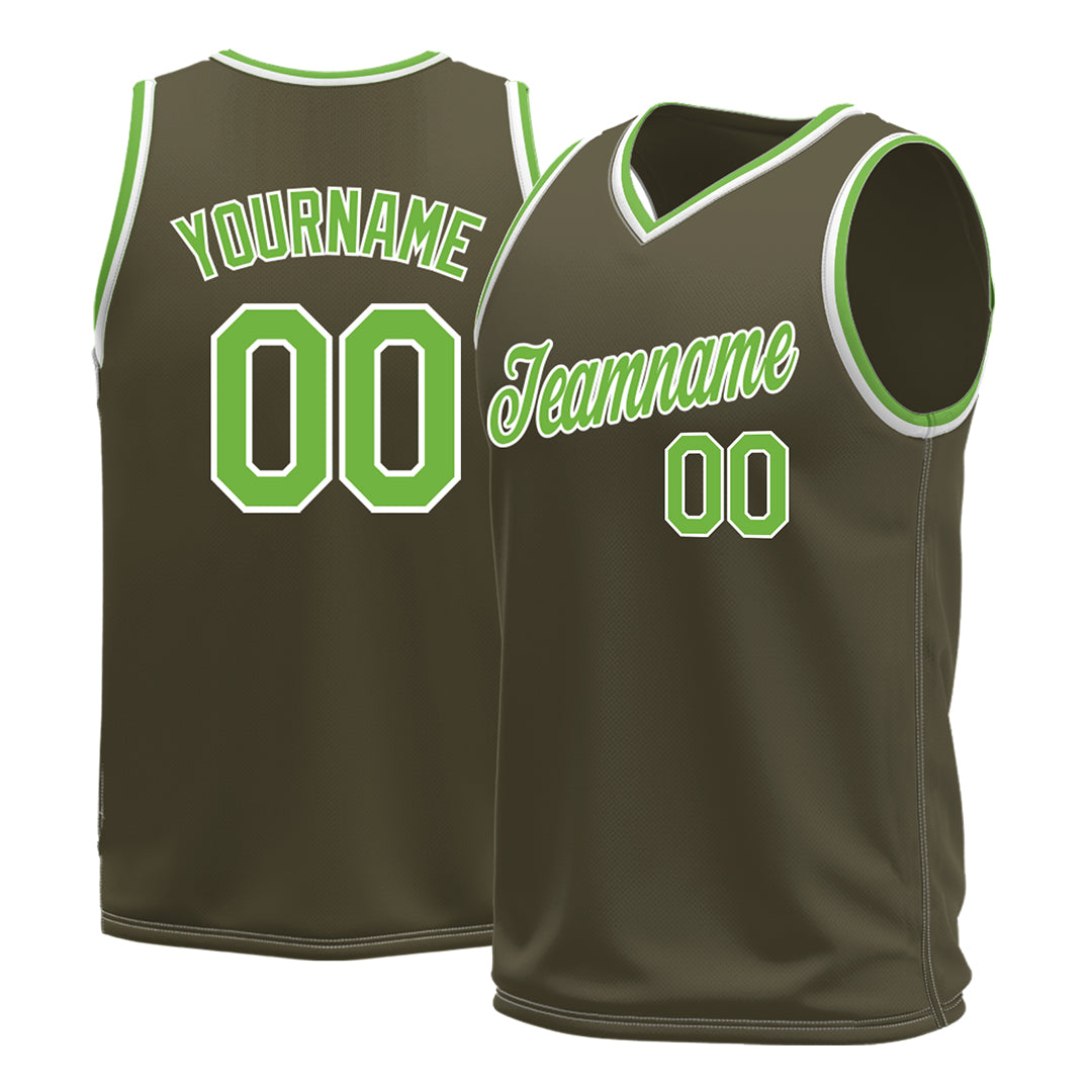 Custom Olive Basketball Jersey Mesh Sports Performance Team Uniform